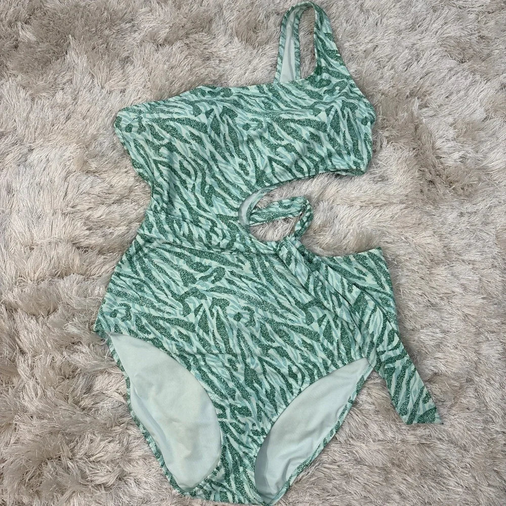 Aerie One Shoulder Asymmetrical Cut Out Tie Full Coverage One Piece Swimsuit XL